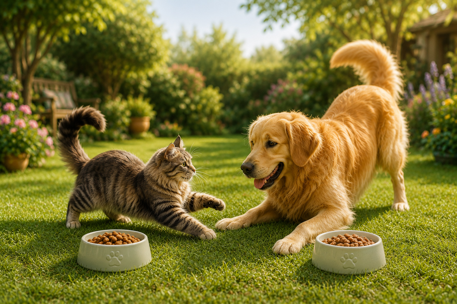 Happy dog and cat